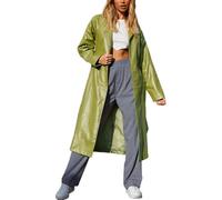 cffvdiz Femmes Belted Long Faux Cuir Trench Coat Revers Casual Calf Longueur PU En Cuir Pardessus Survêtement,Vert,S