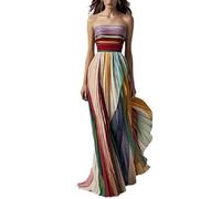 cffvdiz Femmes Sexy Tube Top Maxi Robes sans Manches Imprimé Coloré Robe De Mariée Robes,Multi Colored,S