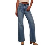 cffvdiz Jeans À Jambe Large Taille Moyenne pour Femmes Pantalon en Denim Baggy en Détresse Patchwork À Jambe Droite,Bleu,XXL