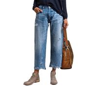 cffvdiz Jeans Boyfriend Déchiré pour Femmes Baggy Cheville en Détresse Pantalon en Denim À Jambe Droite,Bleu,XXL