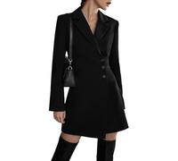 cffvdiz Noir,M, Robe Blazer pour Les Femmes À Manches Longues Bouton vers Le Bas Asymétrique Long Blazers Vestes Outfit