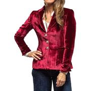 cffvdiz Rouge,L, Femmes Vintage Velours Blazer Veste Costume Casual Manches Longues Col Revers Cardigan Manteau