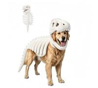 CFGTEKMB Costume d'animal en Peluche Extensible Squelette de Dinosaure avec Pièce de Tête en Crâne Doux pour Chiens et Chats Petits et Moyens, Hoodie Chaud pour Halloween et Hiver,L