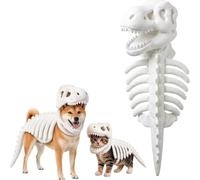 CFGTEKMB Costume d'animal en Peluche Extensible Squelette de Dinosaure avec Pièce de Tête en Crâne Doux pour Chiens et Chats Petits et Moyens, Hoodie Chaud pour Halloween et Hiver,L