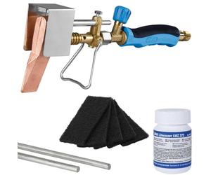 CFH Set de fer en cuivre avec tige en étain et tôle de zinc et non-tissé de nettoyage bleu