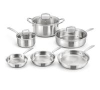 Cflagrant® by Napoléon Batterie de Cuisine 9 Pièces Inox 18/10 Triply, Casseroles et Poêles avec Poignées Rivetées, Sans PFAS/PFOA/PTFE, Induction et Four