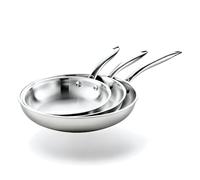 Cflagrant By Napoléon Poêle Acier Inoxydable Inox 18/10 sans PFAS/PFOA/PTFE/Cadmium et sans revêtement (1, Set de 3 Poêles 20/24/30cm)