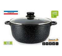 Cflagrant Faitout 20 cm Façon Pierre avec Couvercle Tous Feux Dont Induction Sans PFOA Cuisson Sans Matière Grasse Revêtement en