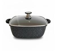 Cflagrant® Faitout Carré 24 cm Façon Pierre - “De La Cuisine à La Table” - Tous Feux Dont Induction - Passe au Four 180°C Revêtement Greblon C3® Sans PFOA - Cuisson Saine Technologie Allemande(24x24)