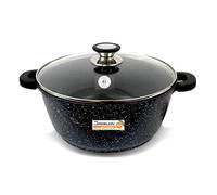 Cflagrant® Faitout Façon Pierre avec Couvercle Tous Feux Dont Induction Sans PFOA Cuisson Sans Matière Grasse Revêtement en Greblon C3 de Technologie Allemande (24cm)