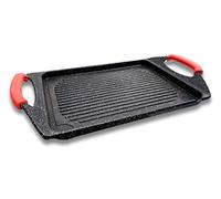 Cflagrant® Grande Plancha/Grill Effet Pierre 42x27 cm Greblon C3 Sans PFOA - Poignées Silicone Amovibles-Tous Feux Dont Induction et Four Cuisson Viande, Poisson, Légumes, Fruits de Mer, Cuisine Saine