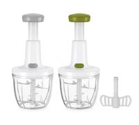 Cflagrant Hachoir Manuel à Poussoir 900 ml, Hachoir & Batteur 2 en 1 avec Lames Inox et Accessoire Mélangeur, Mini Hachoir Sans Électricité pour Légumes, Herbes, Ail, Oignons - Coloris Aléatoire