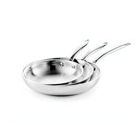 Cflagrant® Poêle en Acier Inoxydable Premium Triply Inox 18/10 sans PFAS/PFOA/PTFE/Cadmium et Sans Revêtement Antiadhésif (Lot de 3 Poêles 22/26/30cm)