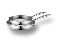 Cflagrant® Poêle en Acier Inoxydable Premium Triply Inox 18/10 sans PFAS/PFOA/PTFE/Cadmium et Sans Revêtement Antiadhésif (Lot de 2 Poêles 24/30cm)