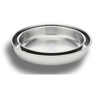 Cflagrant Set de 2 Poêles Inox 18/10 - (avec ou sans) Manche-Sans PFAS, Sans PTFE, Sans PFOA-Compatible Induction, Four & Lave-Vaisselle-Poêles Empilables - Cuisine Saine (Set 24/28cm Sans Poignée)