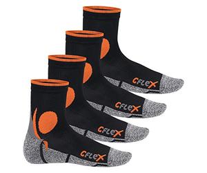 CFLEX - 4 paires de chaussettes de course noir/orange - 39-42