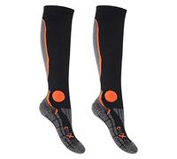 CFLEX Lot de 2 paires de chaussettes de compression de course pour homme et femme, noir/orange, 43-46