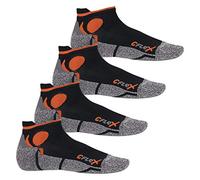 CFLEX - Lot de 4 paires de socquettes de sport - noir/orange - taille 43-46