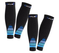 CFLEX Manchette de compression de sport pour homme et femme (1 ou 2 paires), 2 x noir/bleu, L/XL