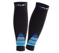 CFLEX Manchette de compression de sport pour homme et femme (1 ou 2 paires), noir/bleu, Small - Medium