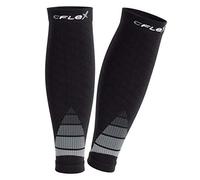CFLEX Manchette de compression de sport pour homme et femme (1 ou 2 paires), noir/gris, L/XL