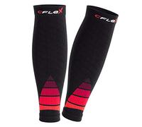 CFLEX Manchette de compression de sport pour homme et femme (1 ou 2 paires), noir/rouge, L/XL