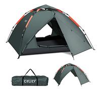 Cflity Tente de Camping, 3 Personnes Pop-up Légère Dôme Camping Tente, 4 Saison Imperméable 3 Couche Automatique Tente, Tente Sac à Dos avec 2 Porche Extensible pour Le Camping Randonnée (Vert)