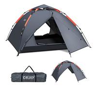 Cflity Tente de Camping, 3 Personnes Pop-up Légère Dôme Camping Tente, 4 Saison Imperméable 3 Couche Automatique Tente, Tente Sac à Dos avec 2 Porche Extensible pour Le Camping Randonnée
