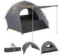 Cflity Tente de Camping, Automatique 3 Personne Pop Up Tente 3 Places, Instantanée 3 Couches Imperméable à l'eau 4 Saisons Tente à Dôme & Bâche avec Tapis de Sol étendu Porche 2 Bâtons de Tente