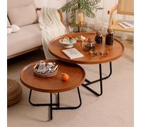 CFLNHMSY Ensemble de Tables d'appoint 2 pièces pour Salon/Chambre/Petit Espace, Petite Table Basse Ronde, Construction Robuste, Support de Charge(Original Wood,50 * 39cm+70 * 46cm)