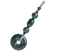 CFLNYC Porte-clés avec Boucle de Paix en Pierre de Jade avec Sangle, Porte-clés en Jade Porte-Bonheur for Hommes/Femmes, Bijoux à Breloques Suspendus for clé de Voiture (Color : Green, Size : 4.7" x