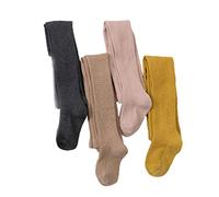 CFlong Collants Enfants Filles Coton Lot De 2/4, Collants pour Tout-Petits, Leggings Côtelés en Tricot Doux à Haute élasticité, pour 0 à 6 Ans (4 Paires-01,2-4 Ans)