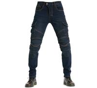 CFlong Pantalon de Moto Homme/Femme de Moto avec 2 Paires de Protections au Niveau des Hanches et des Genoux Coussinets Amovibles (Bleu,6XL)