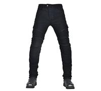 CFlong Pantalon de Moto Pantalon de Protection Homme Pantalon/Femme de Moto avec 2 Paires de Protections au Niveau des Hanches et des Genoux Coussinets Amovibles (Noir,S)