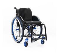 CFMAIF Fauteuil Roulant Pliant Portable Léger, Aluminium, auto-propolusion, Repose-pieds amovibles, Étroit, Frein manuel(Blue,36cm/14.1in Seat)