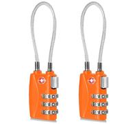 CFMOUR TSA Locks Lot de 2 cadenas de sécurité à combinaison de câble de voyage à 3 chiffres pour valise, valise, sac Orange