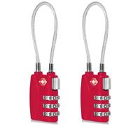 CFMOUR TSA Locks Lot de 2 cadenas de sécurité à combinaison de câble de voyage à 3 chiffres pour valise, valise, sac Rouge