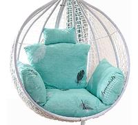 CFMZ Coussin Fauteuil Suspendu Exterieur, Lavable Suspendu Hamac Chaise Coussins, Exterieur Coussin de Chaise D'Oeuf, éPais Grand Coussin avec Appuie-TêTe Accoudoirs DossierCyan Blue