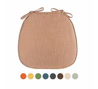CFMZ Galette De Chaise DéHoussable Lot De 6, Coussin De Chaise Lavable, Coussin Chaise avec Attache, Epais Durable Coussin De SièGe avec Coton et Lin Houss Beige
