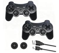 CFORWARD Manette de jeu à distance sans fil pour console Verison 3 et PC, avec double vibration, détecteur de mouvement, batterie 400 mAh, câble de chargement, poignées Thump Grips (lot de 2)
