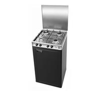 CFParker Cuisinière à gaz Gpl 4 feux en acier inoxydable double couronne 3,5 kW avec meuble porte-bouteille gris graphite fabriqué en Italie - 541ACCGP/C
