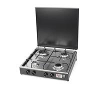 CFParker Réchaud 4 brûleurs à gaz Gpl Valve de sécurité Gris Graphite et Plateau Acier Inoxydable Fabriqué en Italie mod. 542GSPGPS