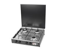 CFParker Réchaud 4 feux à gaz Gpl Soupape de sécurité Brûleur Double Couronne Gris Graphite et Plan Acier Inoxydable Fabriqué en Italie mod. 542GSPGPS/C