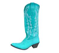 cfpqv Bottes de cowboy pour femme avec talon - Bottes longues - Bottes Chelsea pointues - Avec fermeture éclair latérale - Bottes larges - Bottes d'hiver chaudes en cuir - Coupe-vent - Imperméables