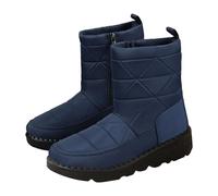 cfpqv Bottes de neige pour femme - Imperméables et chaudes - Bottes d'hiver mi-hautes - Coupe-vent - Bottes d'hiver chaudes - Antidérapantes - Bottes de neige légères - Chaussures d'hiver plates, bleu