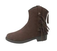 cfpqv Bottines à franges pour femme - Bottines plates pour femme - Bottes d'hiver chaudes - Coupe-vent - Imperméables - Pour l'extérieur, café, 38 EU