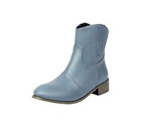 cfpqv Bottines Chelsea pour femme - Avec talon - En cuir - Pointes plates - Bottines courtes - Bottes d'hiver confortables - Coupe-vent - Bottes de cowboy - Antidérapantes, bleu clair, 47 EU