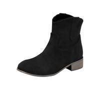 cfpqv Bottines Chelsea pour femme avec talon en daim - Bottes d'hiver légères - Bottines Chelsea pointues confortables - Bottes mi-hautes - Bottes d'hiver chaudes pour femme - Bottes coupe-vent, Noir