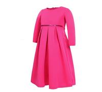cfpqv Filles Enfants Printemps et Automne Modèles Longues Col Rond Manches Longues Robe Tête Nœud Écharpe 3 Pièces Ensemble Chaînes Pantalon, Rose, 1 an