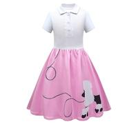 cfpqv Nouveau Robe à manches courtes Cosplay Caniche Fille Bouton Robe mi-longue Histoires de Noël Lire, Rose, 9-10 ans